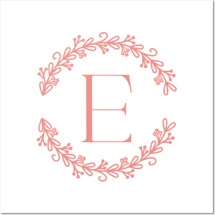 Pink Monogram- Letter E Posters and Art